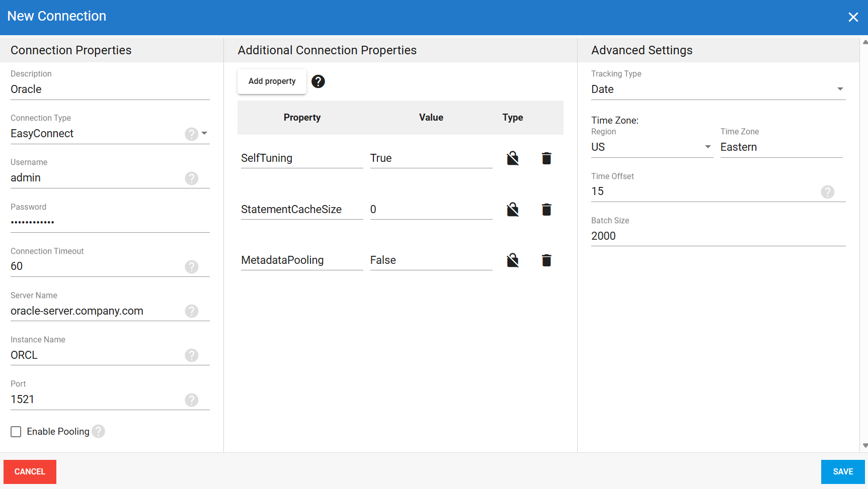 Connexion source Oracle dans DataSync