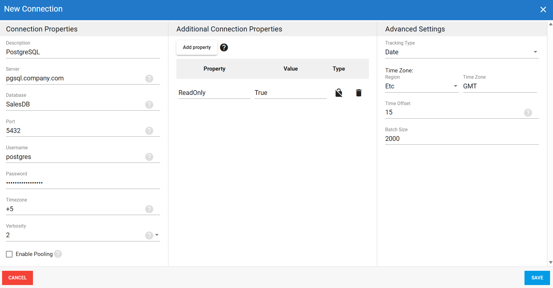 Connexion source PostgreSQL dans DataSync