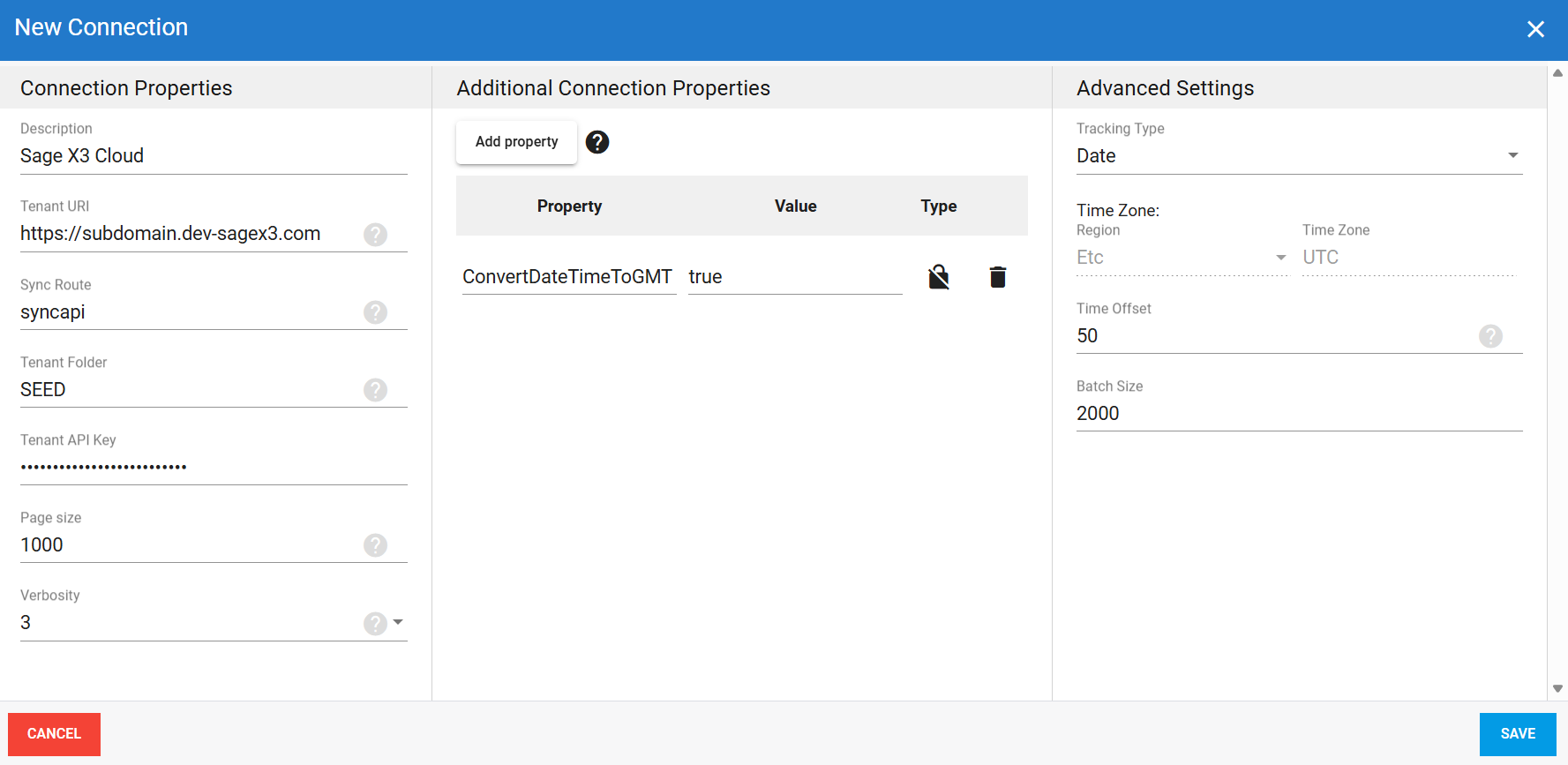Connexion source Sage Business Cloud X3 dans DataSync