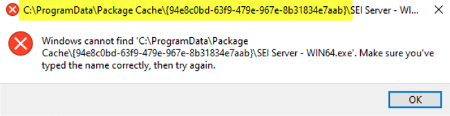 Restauration du package d’installation mis en cache