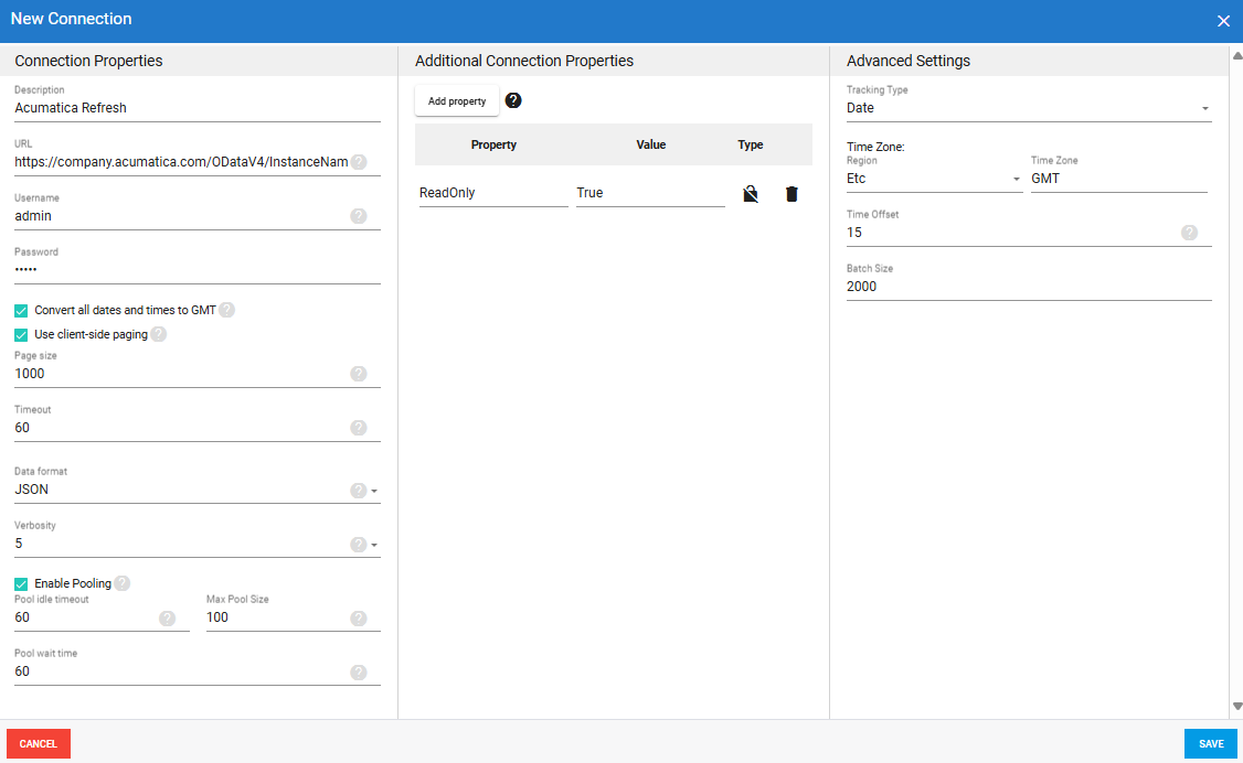 Connexion Source Acumatica