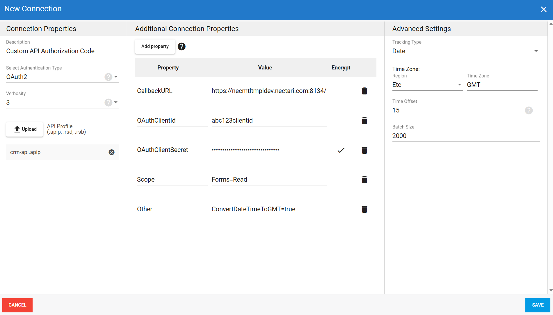 Custom API OAuth2 authorization code source connection in DataSync