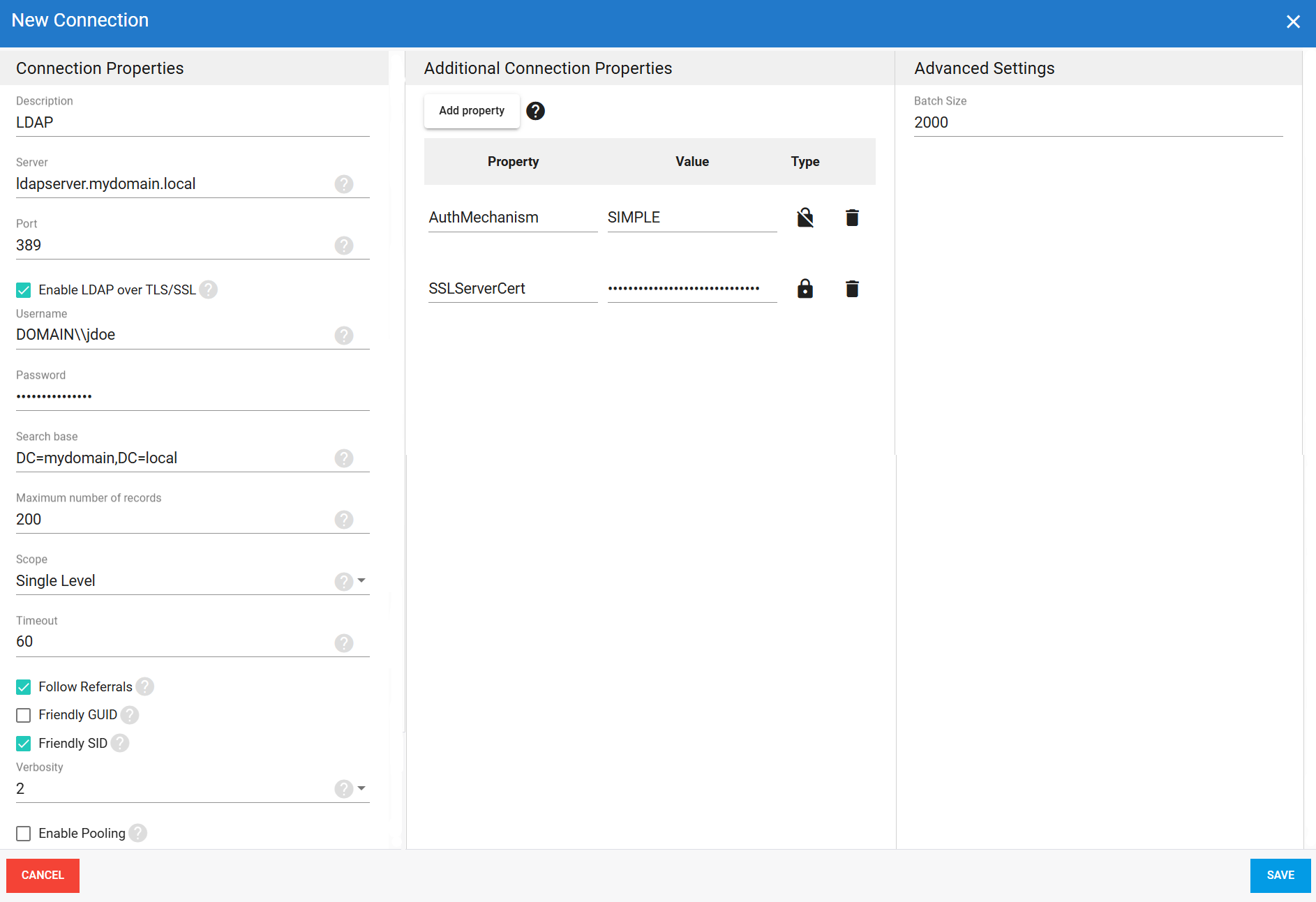 LDAP source connection in DataSync