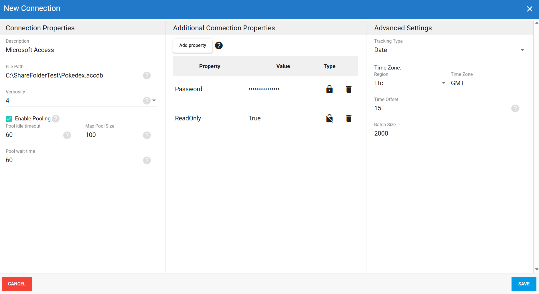 Microsoft Access source connection in DataSync