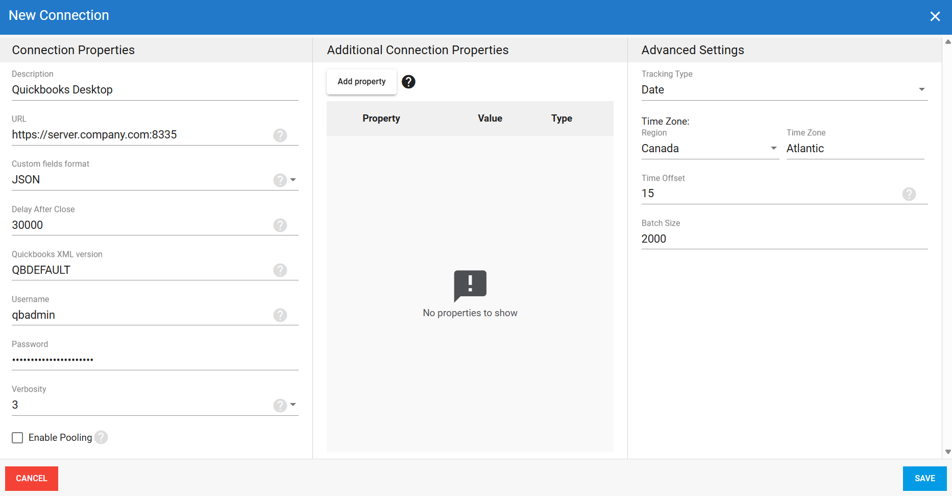 Quickbooks Desktop source connection in DataSync