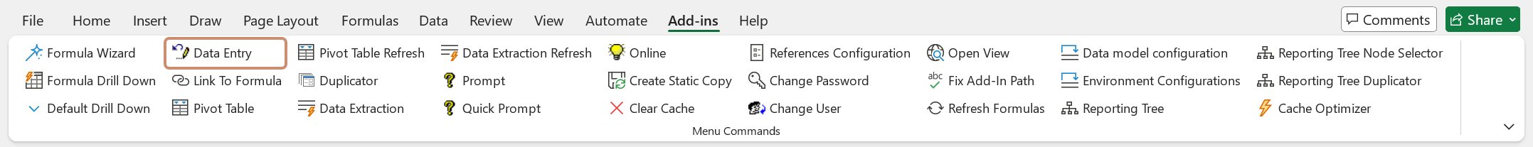 Excel Add-in Data Entry