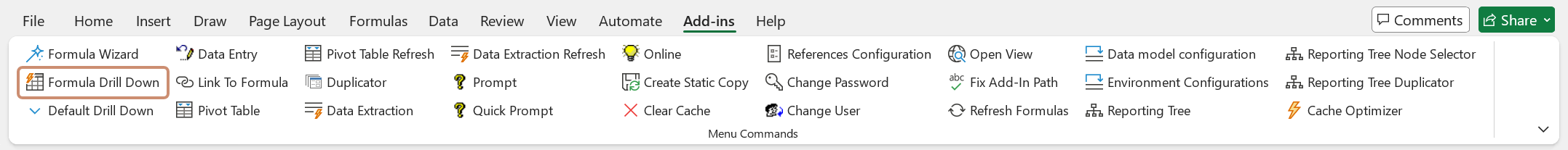Excel Add-in Formula Drill Down