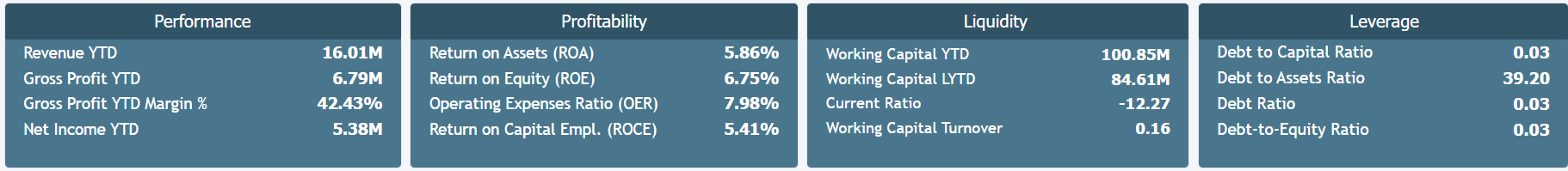 Acumatica OLAP CFO Financial Performance Overview KPIs