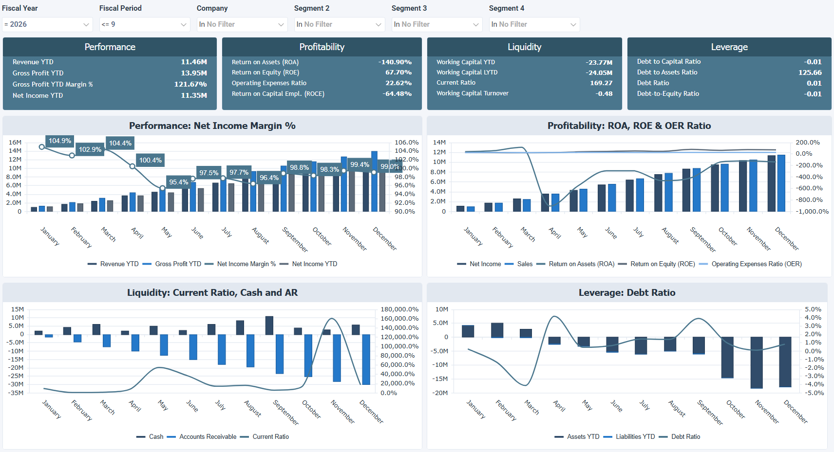 Sage 100 CFO Financial Performance Overview Dashboard